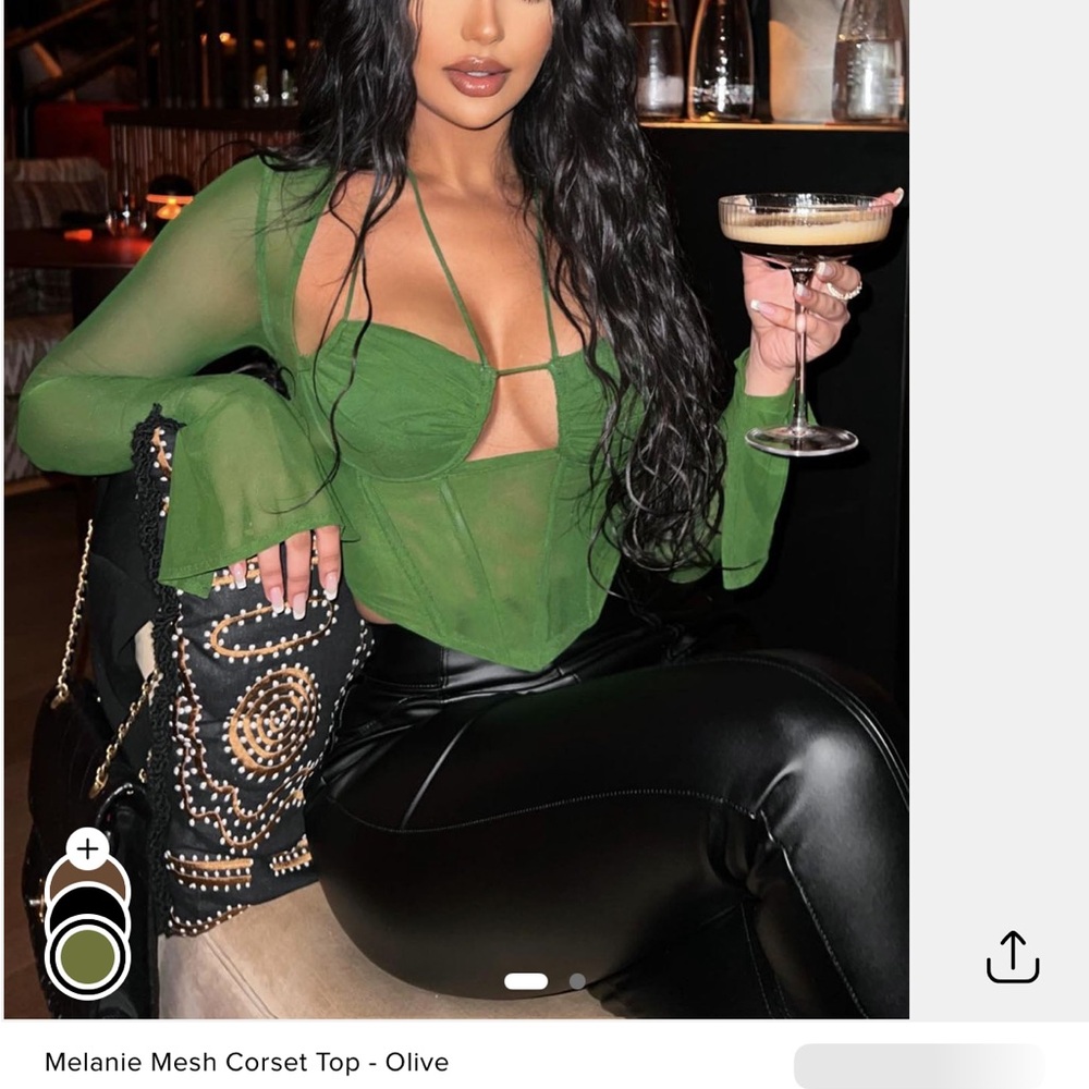 Fashion Nova Olive Mesh Corset Top